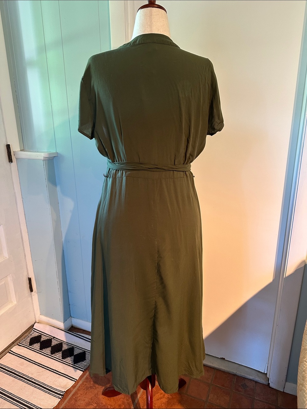 Old Navy Olive Green Wrap Midi Dress - Picture 4 of 5